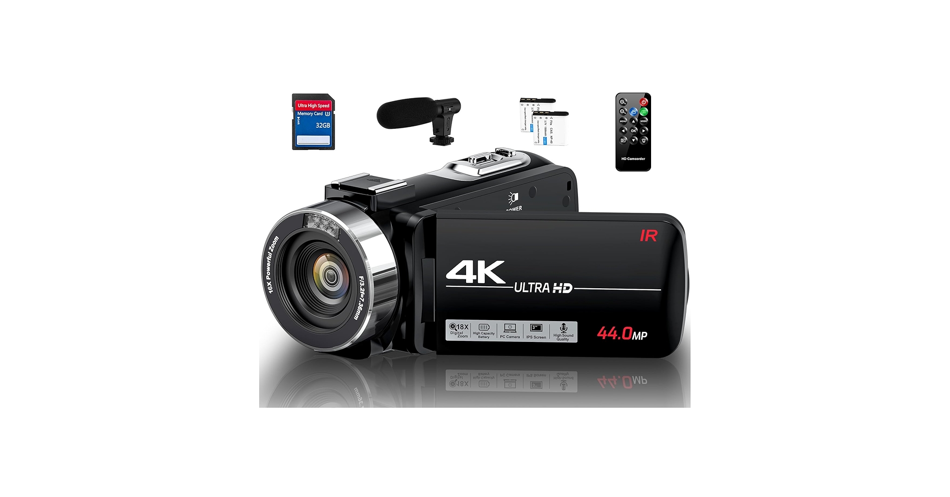 Amazon | DINGETU 4K ビデオカメラ カムコーダー ウルトラ44MP